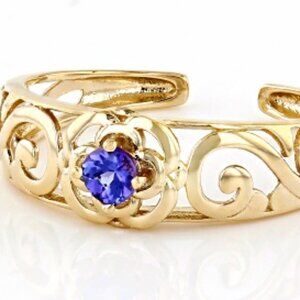 10Kt solid Gold Toe ring Tanzanite Stone YEllow Gold Wrap around ring